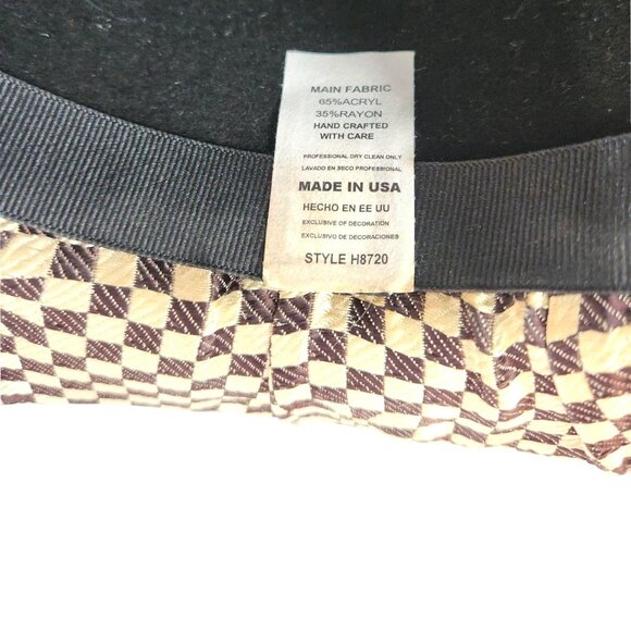 Vintage Perche Couture Kentucky Derby Hat Wide Brim Check Pattern Asymmetrical - Picture 9 of 11